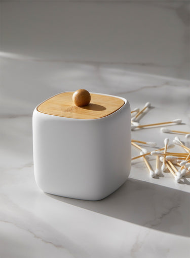 Wooden accent decorative jar